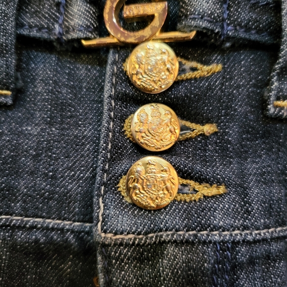 Guess Premium Y2K Denim Shorts 29 Waist Gold Buttons - Picture 6 of 8